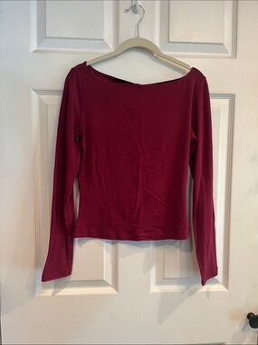 The Workshop Boatneck Long Sleeve Top in Deep Burgundy